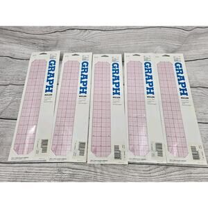 Westcott B-70 C-Thru 12" X 2" Clear Plastic Graph Beveled Ruler B-70 LOT OF 5